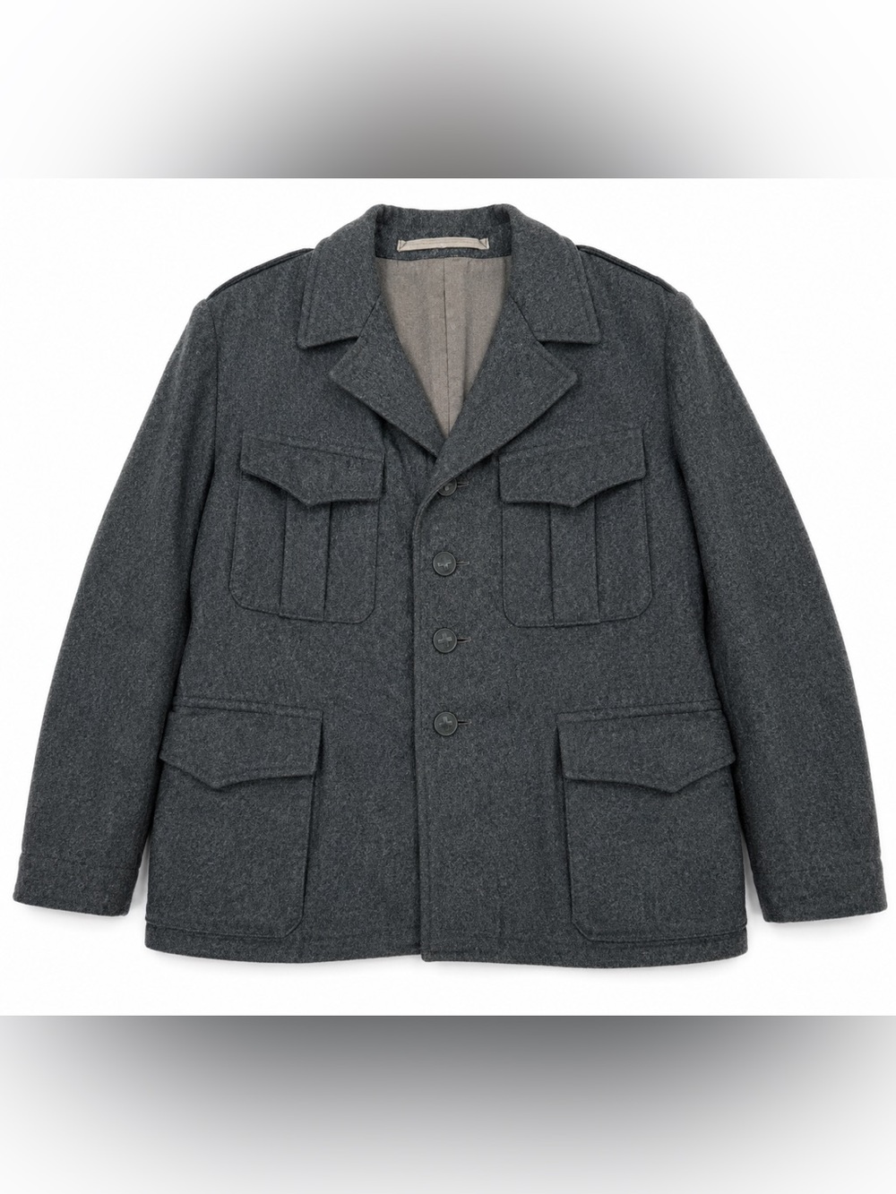 Vintage Swiss Army Gray Wool Military Jacket Coat Large 52 BB
